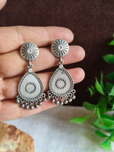 Silver Oxidised Teardrop Dangler Earrings | Sarichka